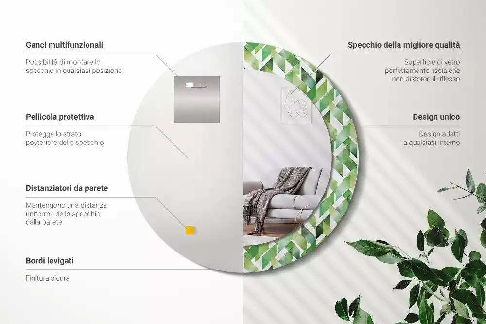 Oglindă cu decor rotundă Model chevron