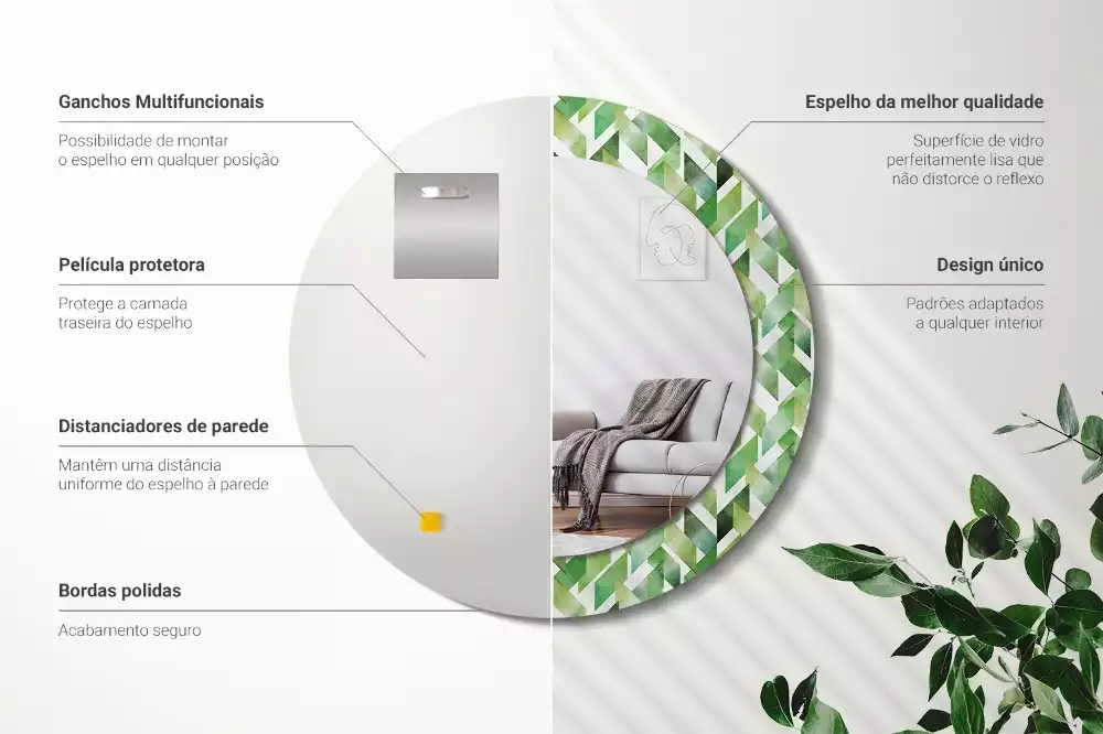 Oglindă cu decor rotundă Model chevron