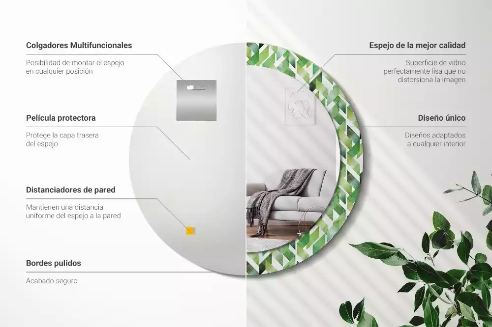 Oglindă cu decor rotundă Model chevron