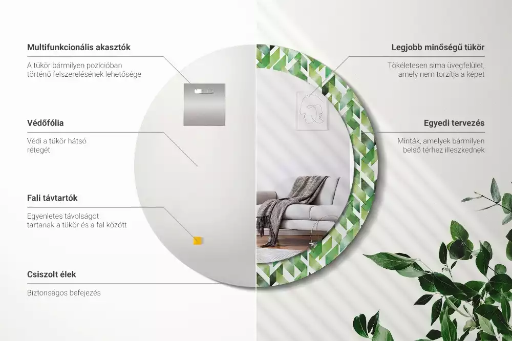 Oglindă cu decor rotundă Model chevron