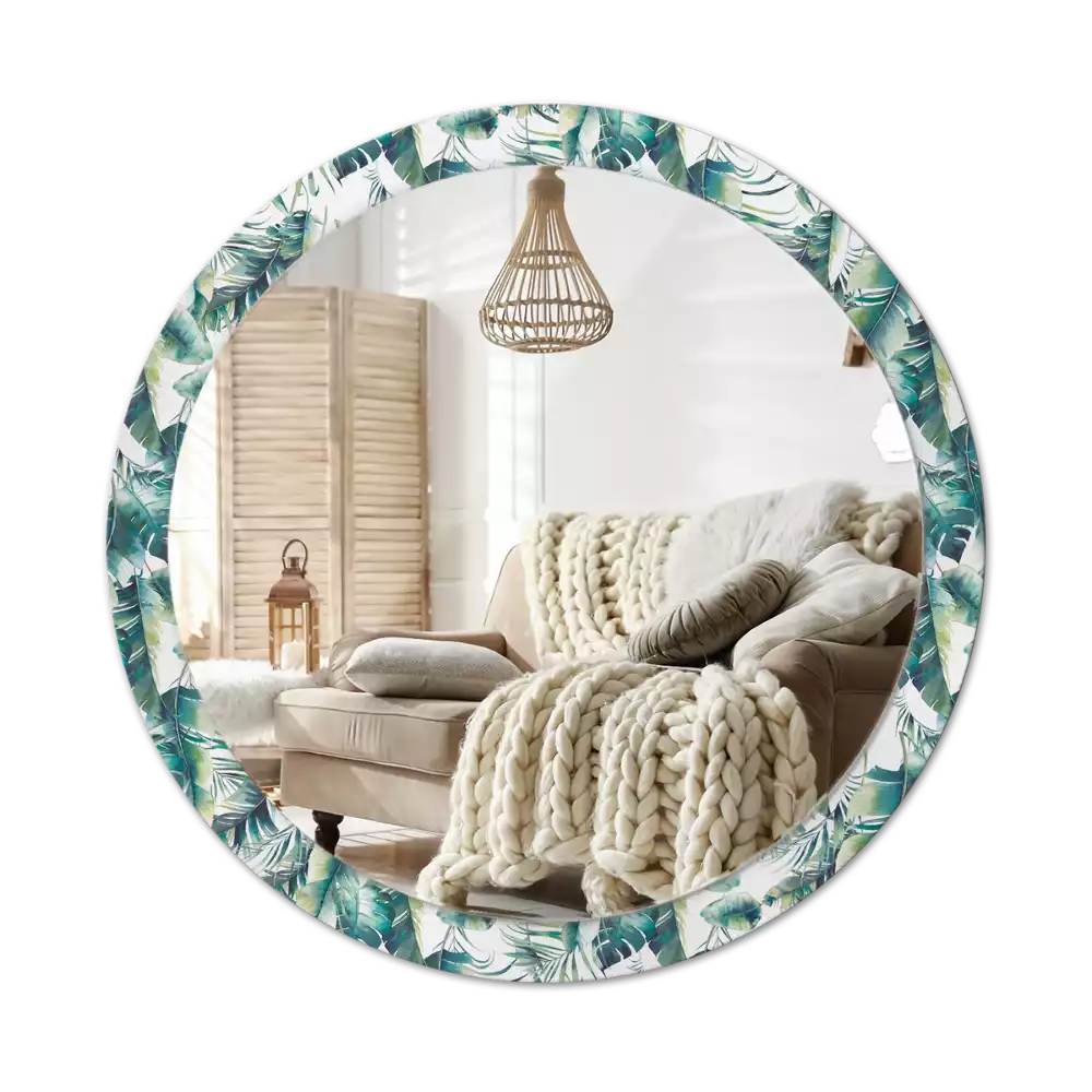 Oglindă cu decor rotundă Frunze