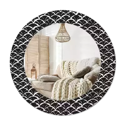 Oglindă rotundă ramă cu imprimeu Solzi orientali