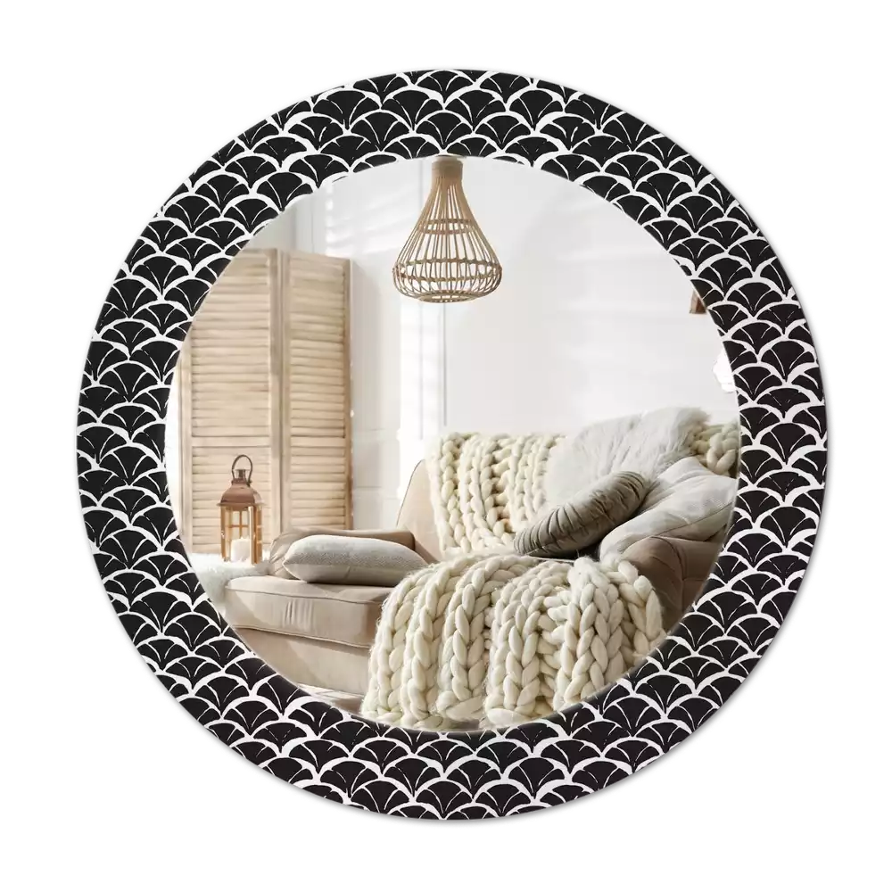 Oglindă rotundă ramă cu imprimeu Solzi orientali