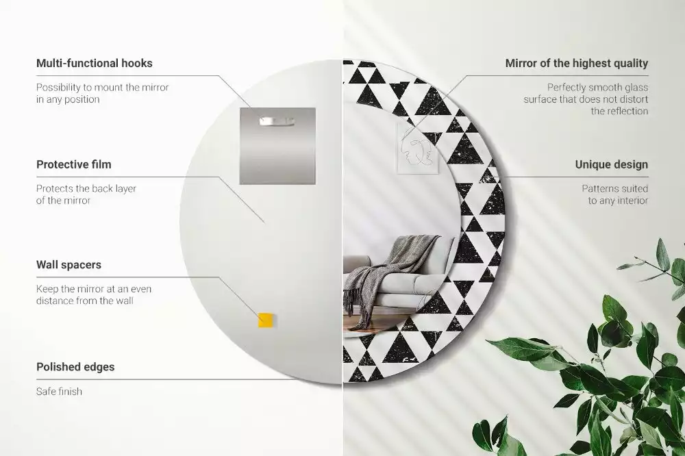 Oglindă rotundă imprimată Geometrie triunghiuri