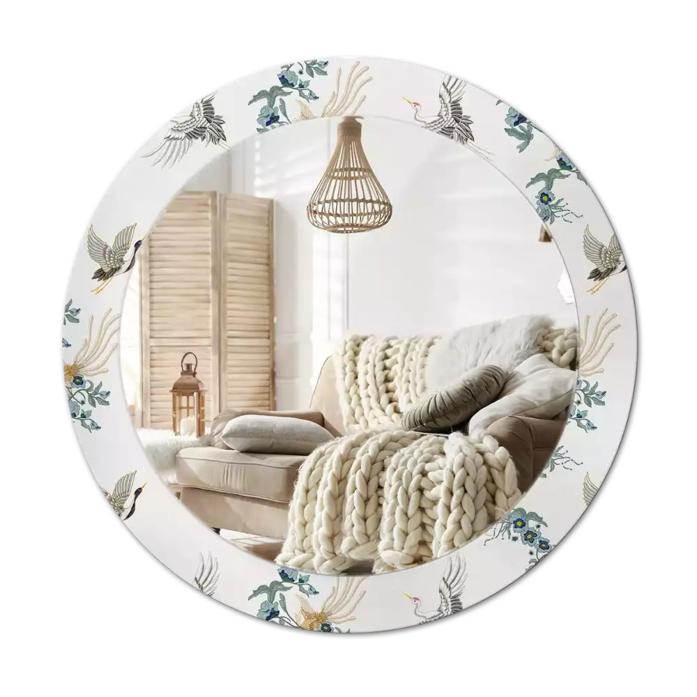 Oglindă cu decor rotundă Păsări chinezești