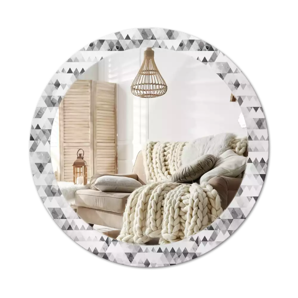 Oglindă rotundă imprimată Triunghiuri