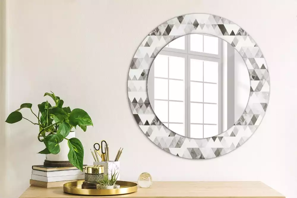 Oglindă rotundă imprimată Triunghiuri