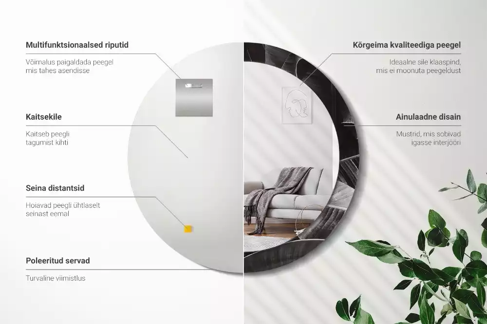 Oglindă cu decor rotundă Palmieri tropicali