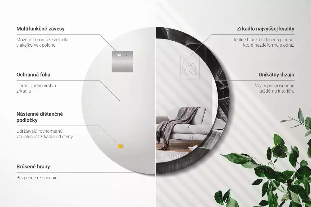 Oglindă cu decor rotundă Palmieri tropicali