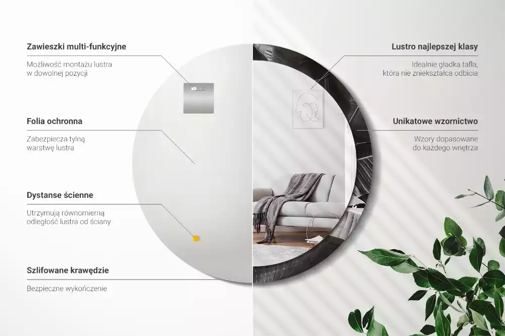 Oglindă cu decor rotundă Palmieri tropicali