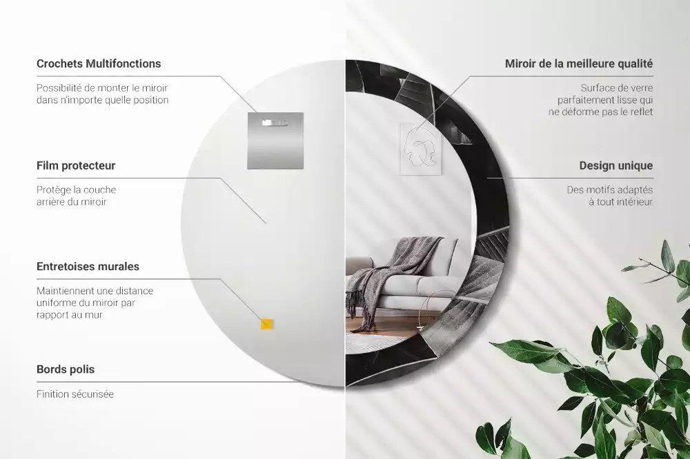 Oglindă cu decor rotundă Palmieri tropicali