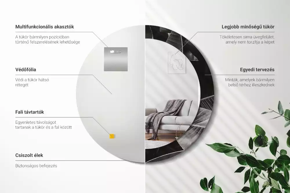 Oglindă cu decor rotundă Palmieri tropicali