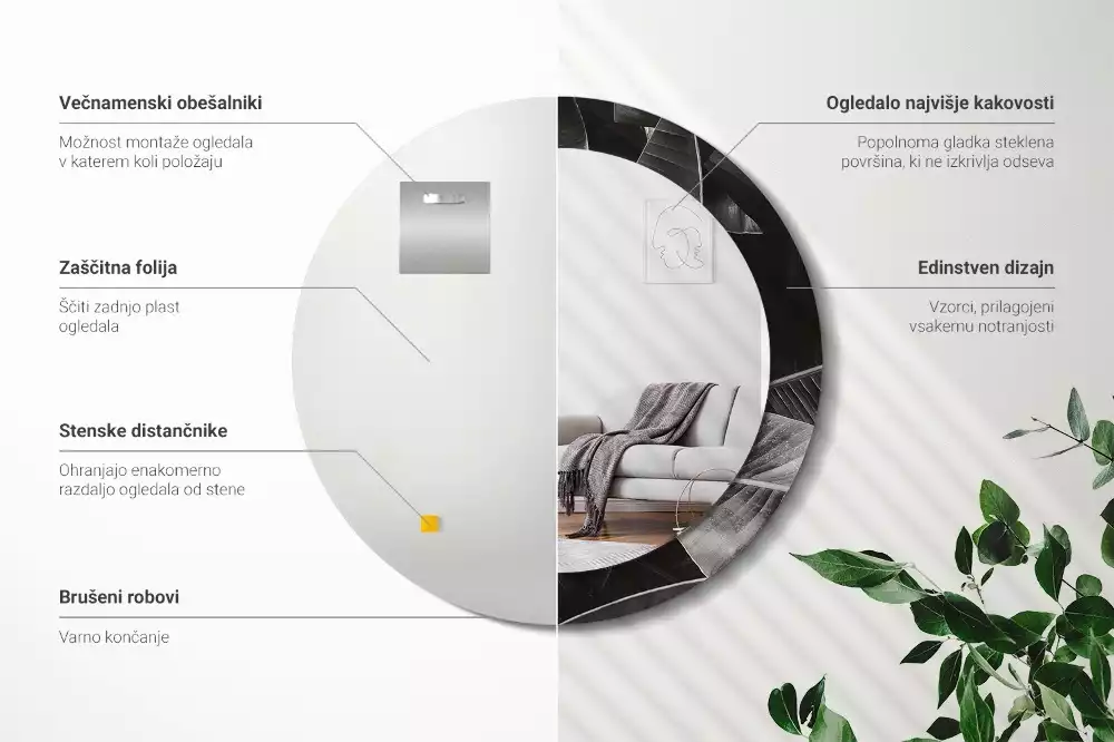 Oglindă cu decor rotundă Palmieri tropicali