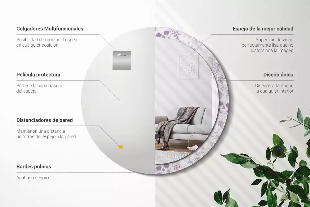 Oglindă rotundă ramă cu imprimeu Cranii