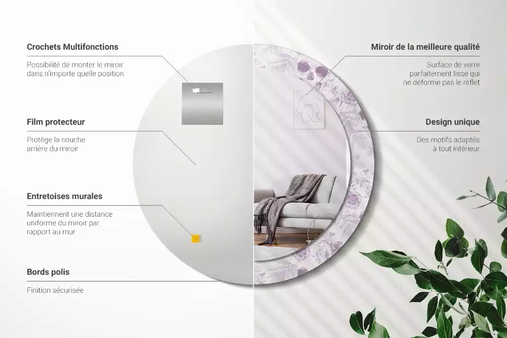 Oglindă rotundă ramă cu imprimeu Cranii