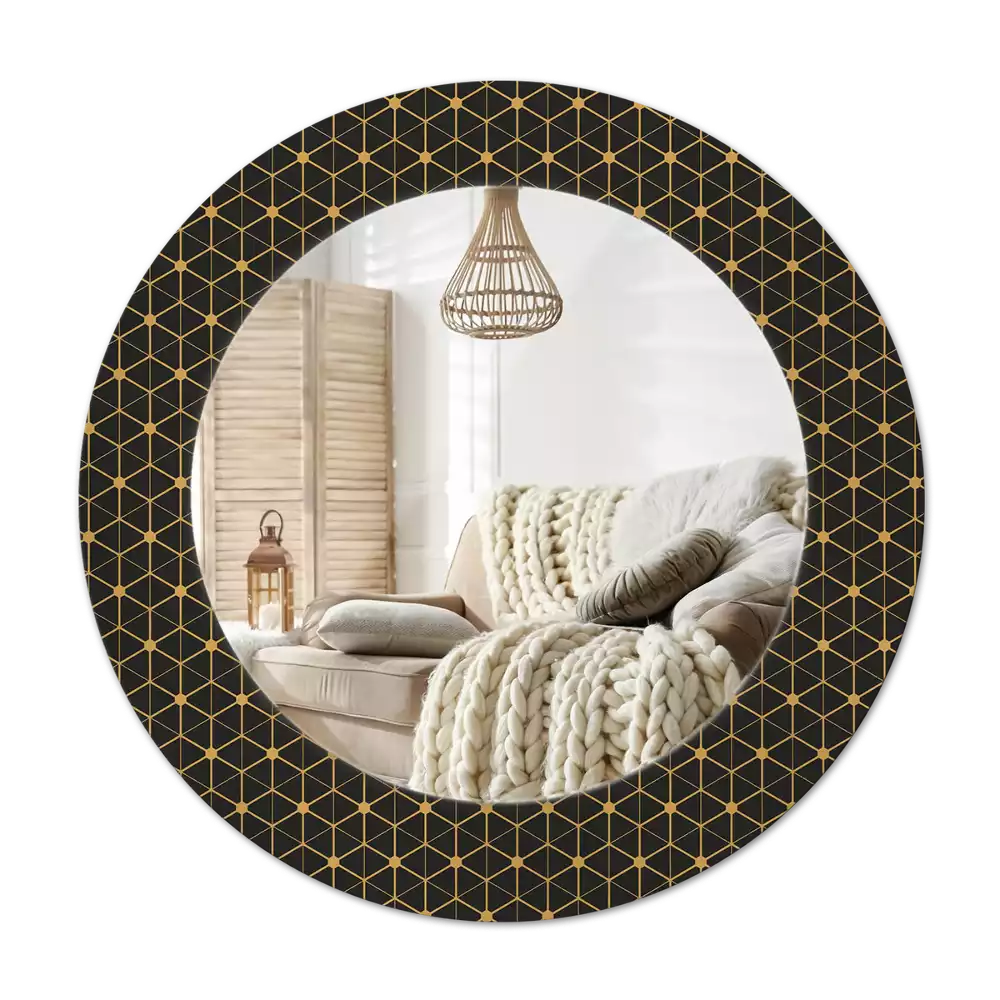 Oglindă cu decor rotundă Geometrie hexagonală
