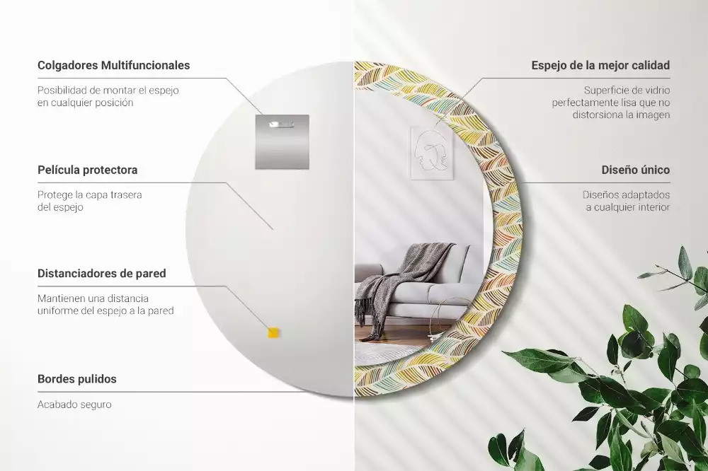 Oglindă rotundă ramă cu imprimeu Abstract