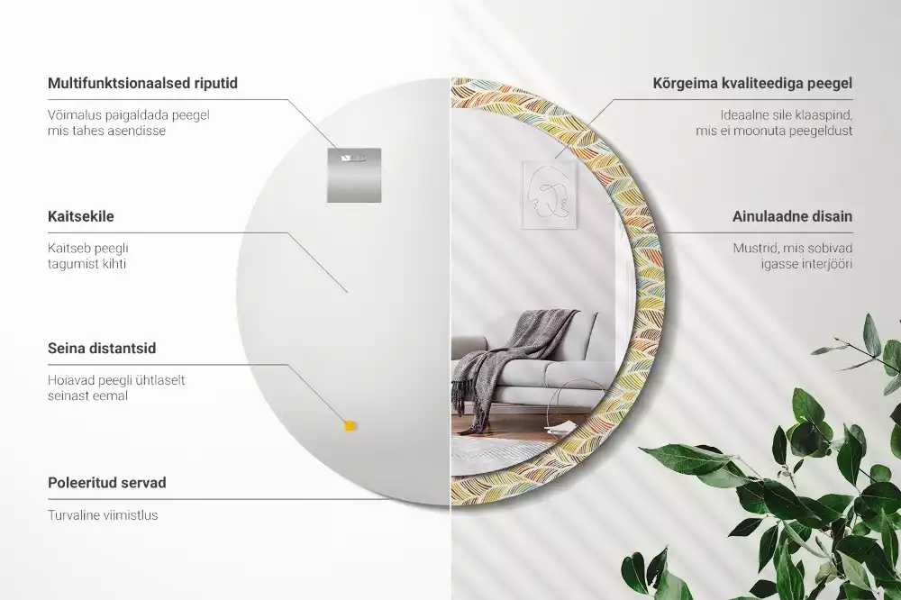 Oglindă rotundă ramă cu imprimeu Abstract