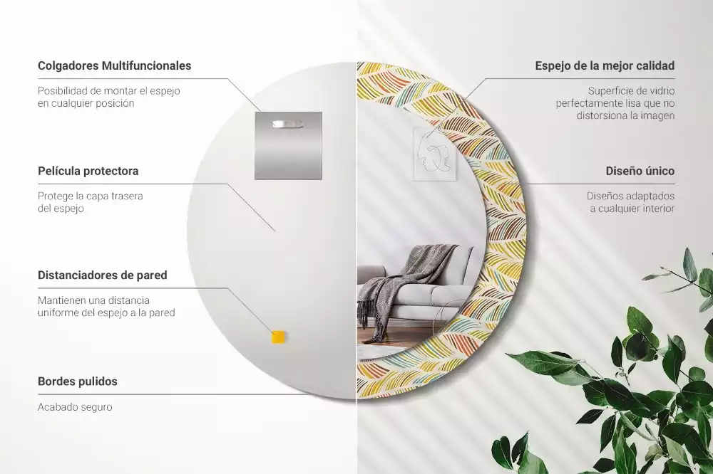 Oglindă rotundă ramă cu imprimeu Abstract