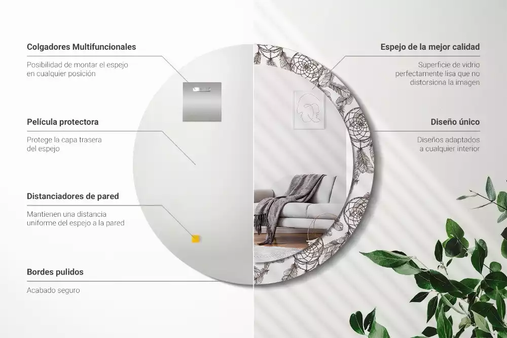 Oglindă cu decor rotundă Dreamcatcher