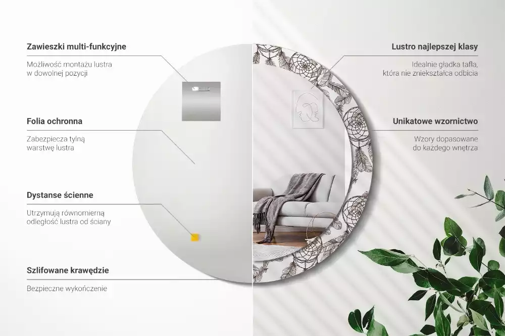 Oglindă cu decor rotundă Dreamcatcher