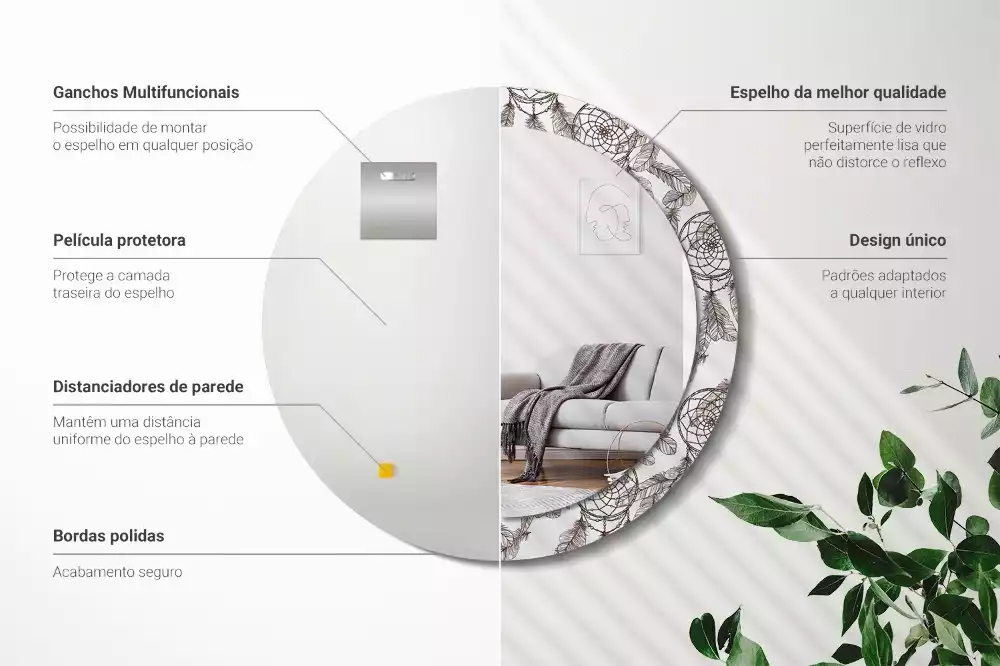 Oglindă cu decor rotundă Dreamcatcher