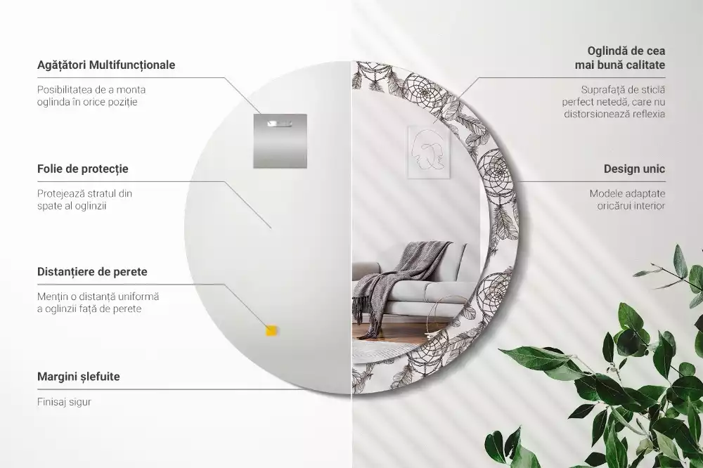 Oglindă cu decor rotundă Dreamcatcher