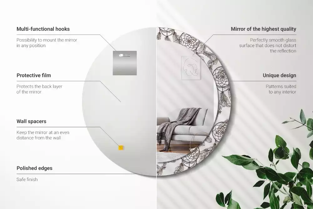 Oglindă cu decor rotundă Dreamcatcher