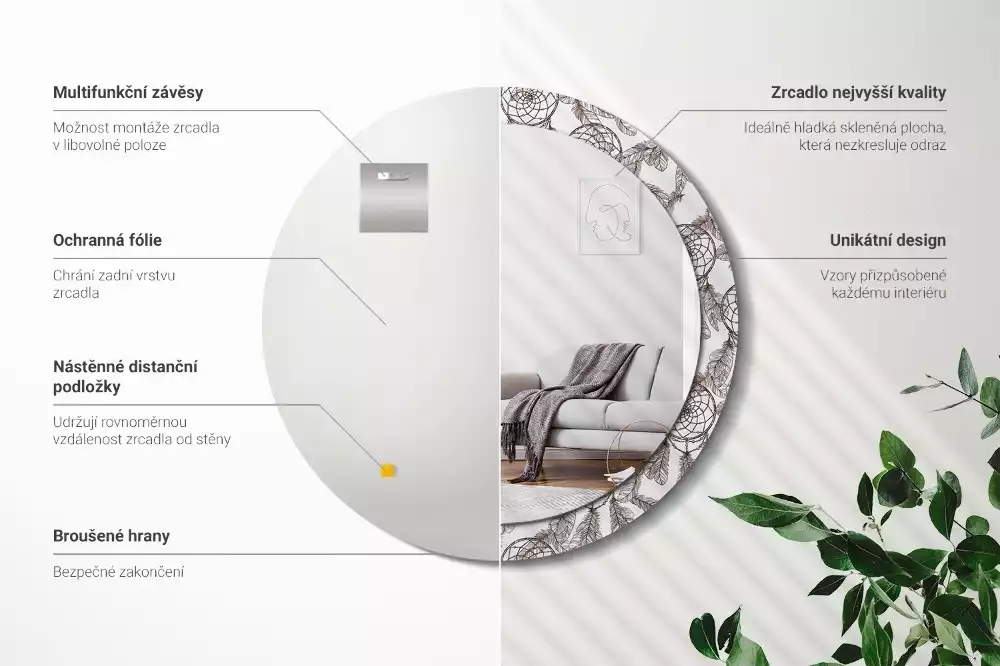 Oglindă cu decor rotundă Dreamcatcher