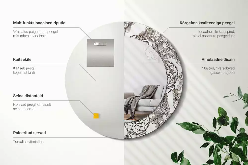 Oglindă cu decor rotundă Dreamcatcher