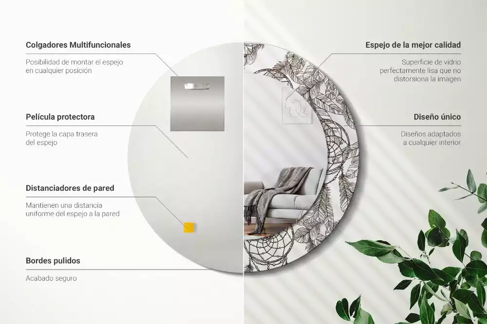 Oglindă cu decor rotundă Dreamcatcher