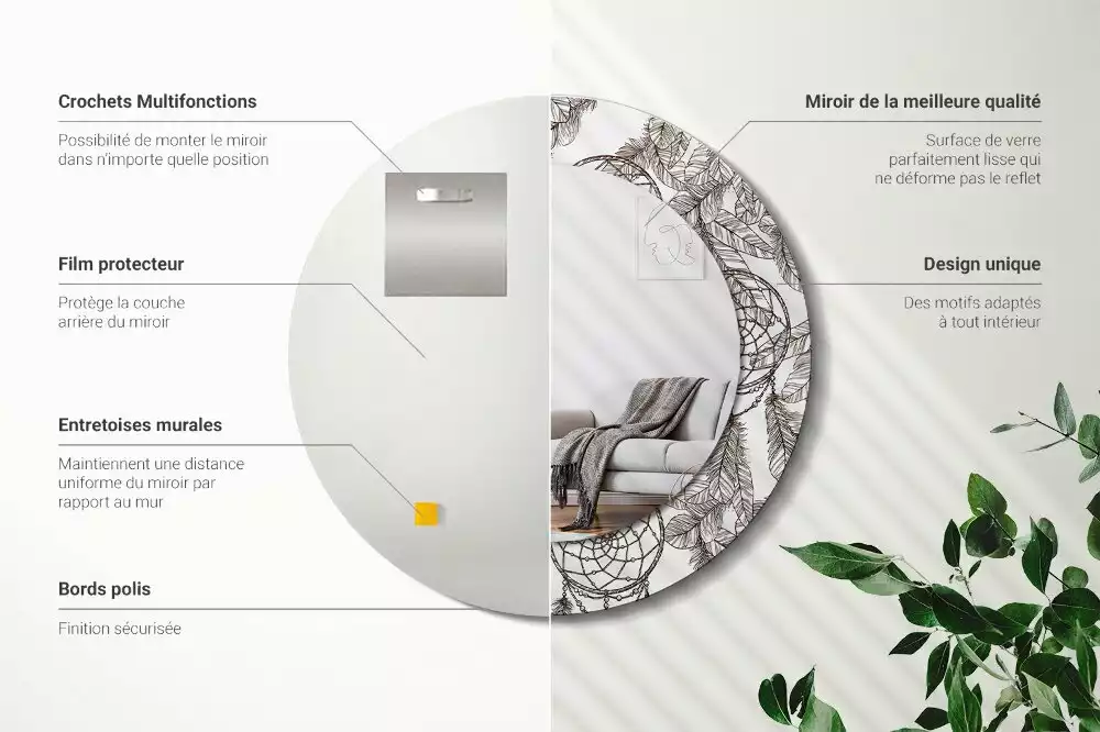 Oglindă cu decor rotundă Dreamcatcher