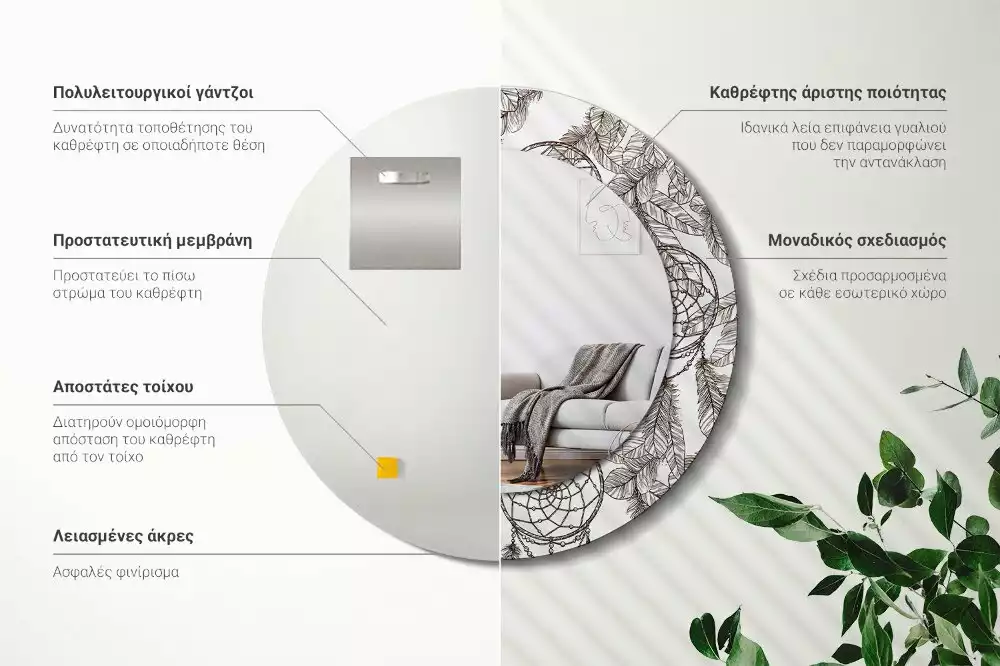 Oglindă cu decor rotundă Dreamcatcher