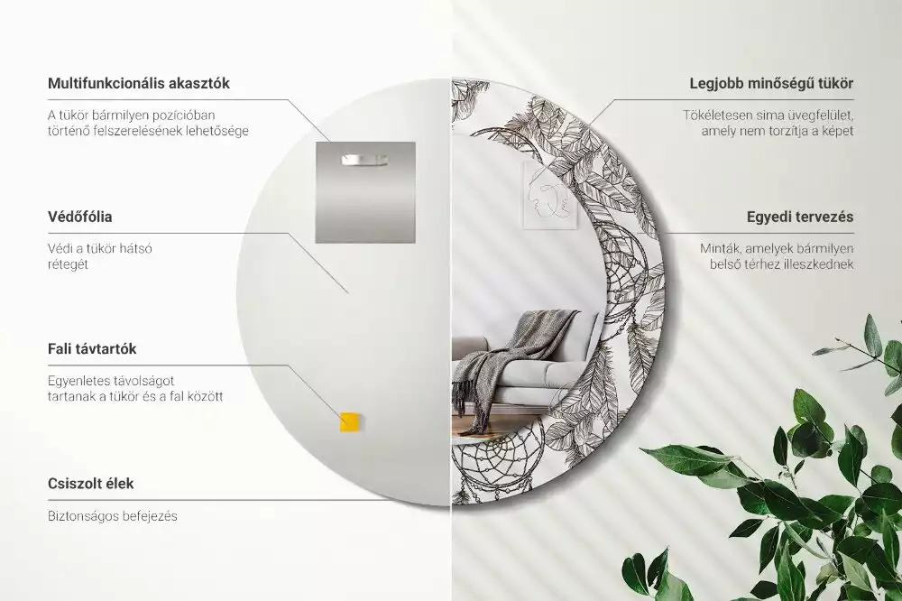 Oglindă cu decor rotundă Dreamcatcher