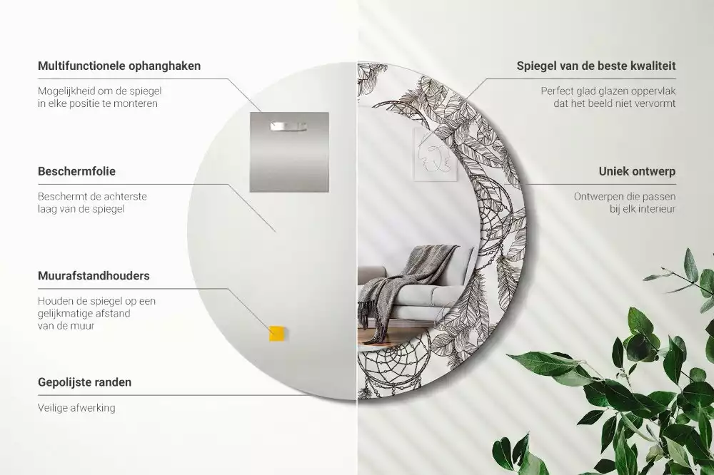 Oglindă cu decor rotundă Dreamcatcher