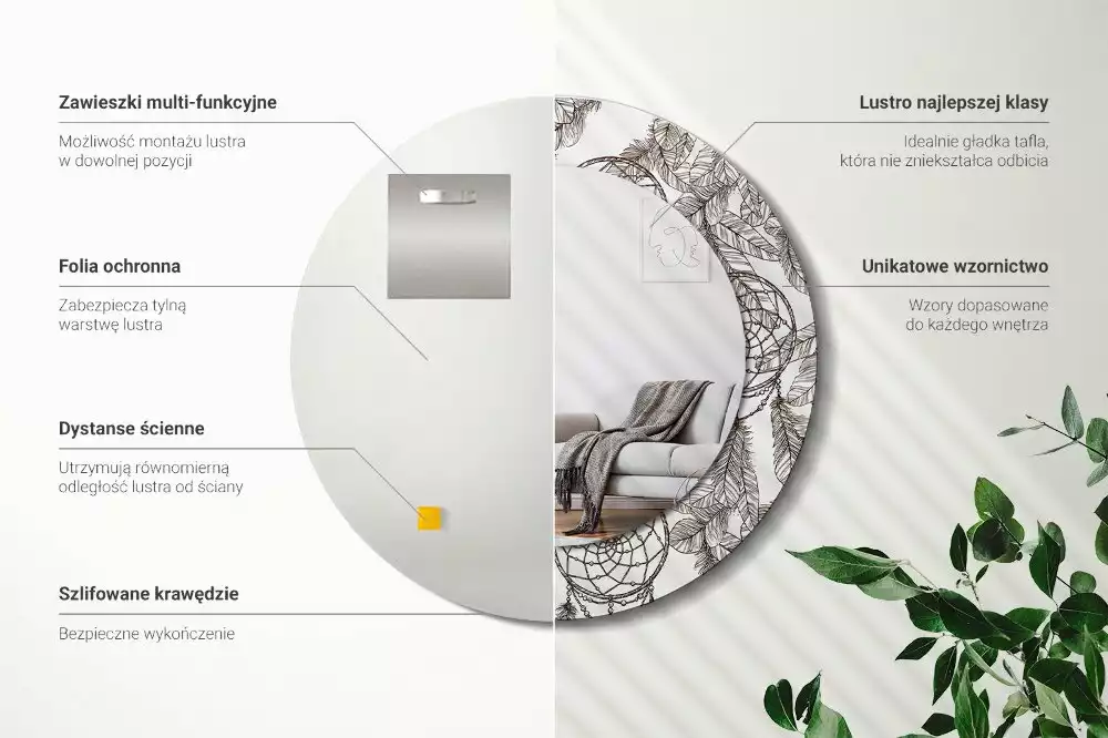 Oglindă cu decor rotundă Dreamcatcher