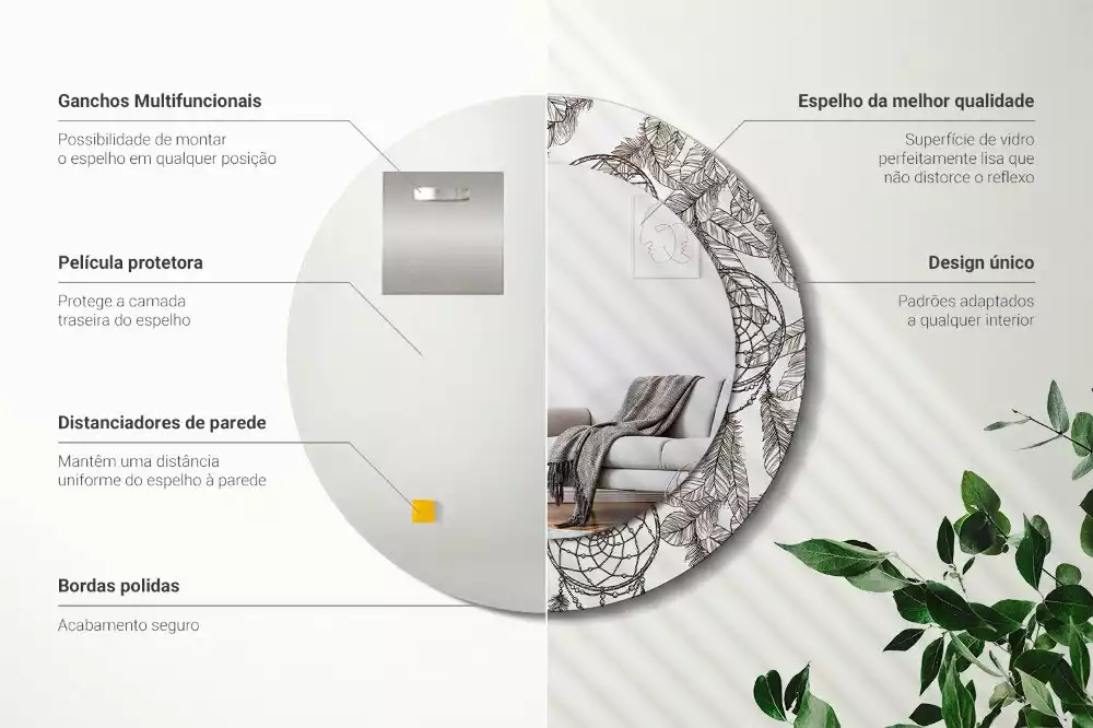 Oglindă cu decor rotundă Dreamcatcher