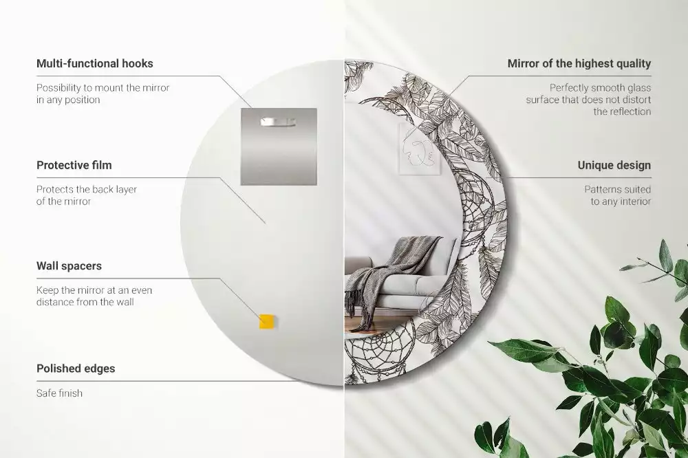 Oglindă cu decor rotundă Dreamcatcher