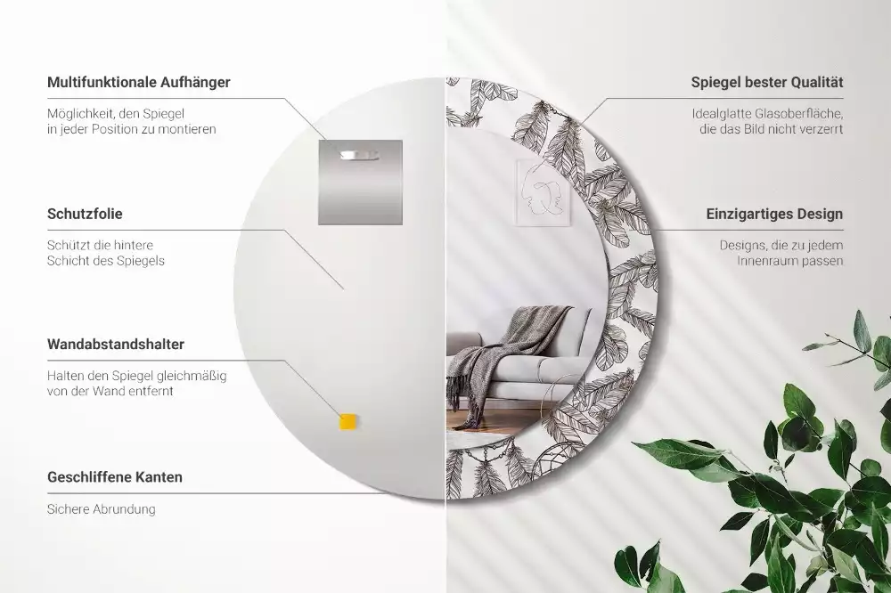 Oglindă cu decor rotundă Dreamcatcher