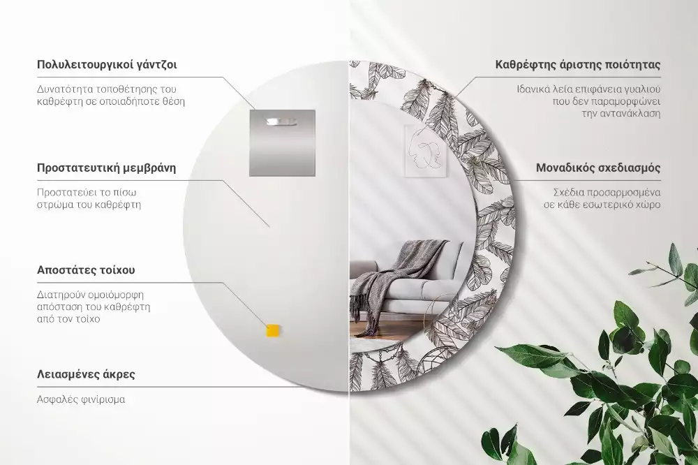 Oglindă cu decor rotundă Dreamcatcher