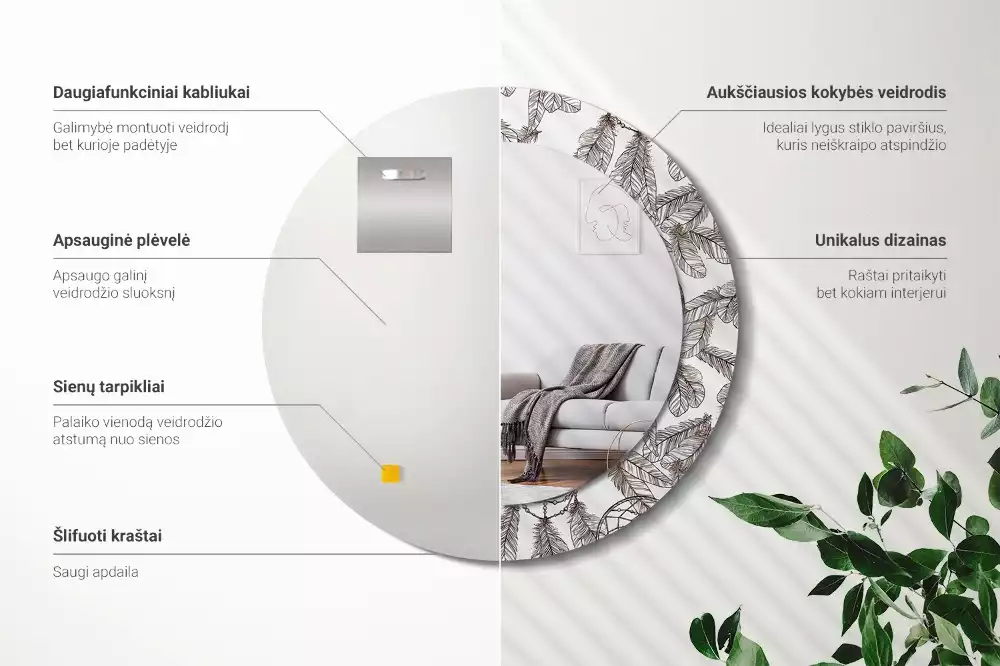 Oglindă cu decor rotundă Dreamcatcher