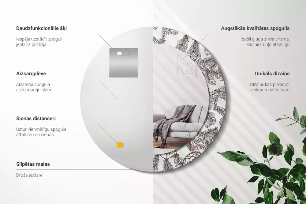 Oglindă cu decor rotundă Dreamcatcher