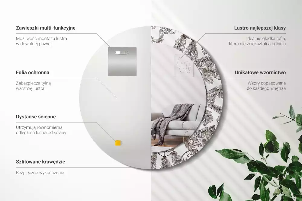 Oglindă cu decor rotundă Dreamcatcher