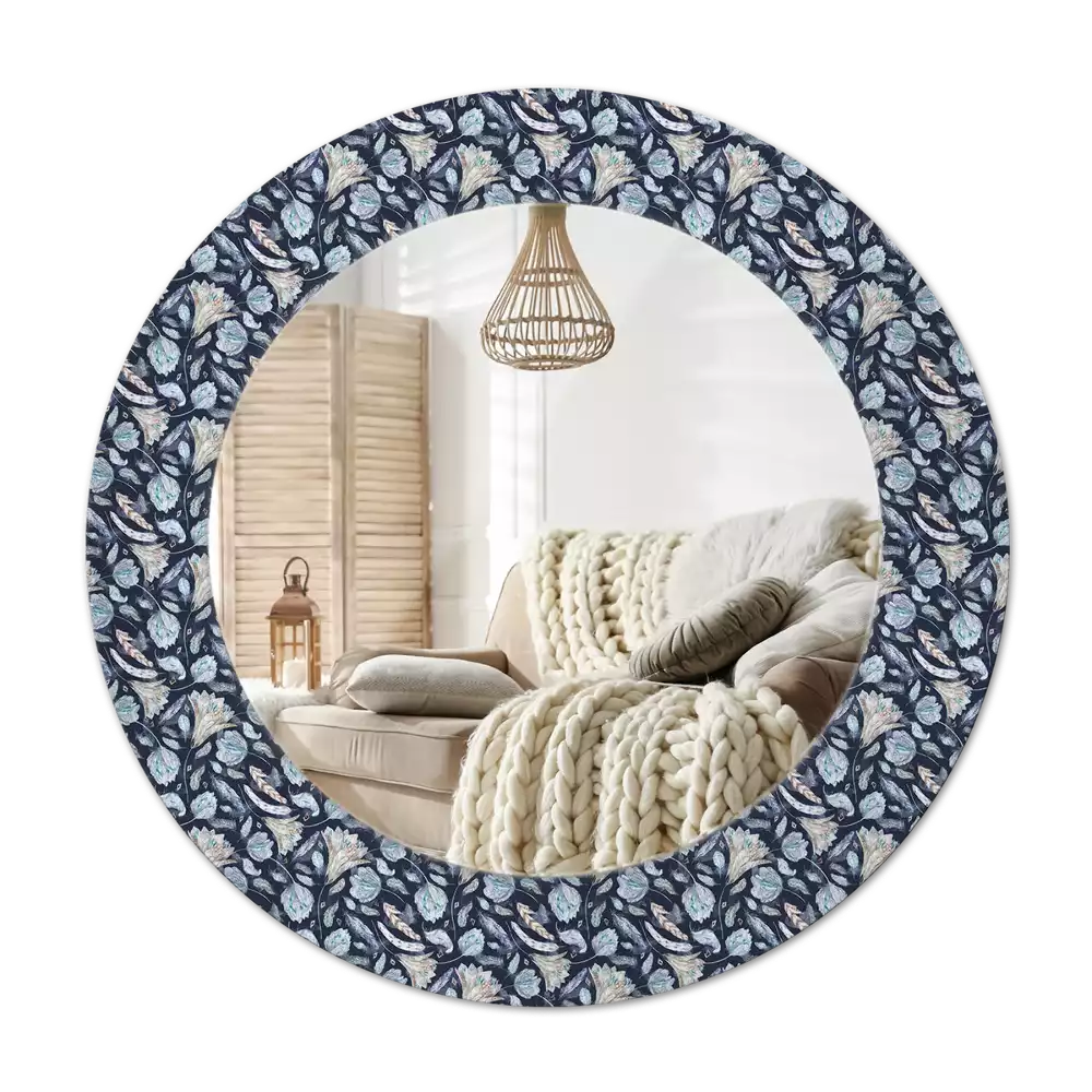 Oglindă rotundă ramă cu imprimeu Model boho