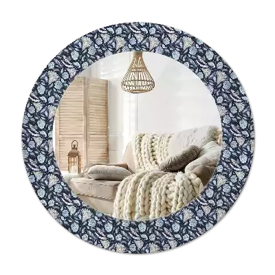 Oglindă rotundă ramă cu imprimeu Model boho