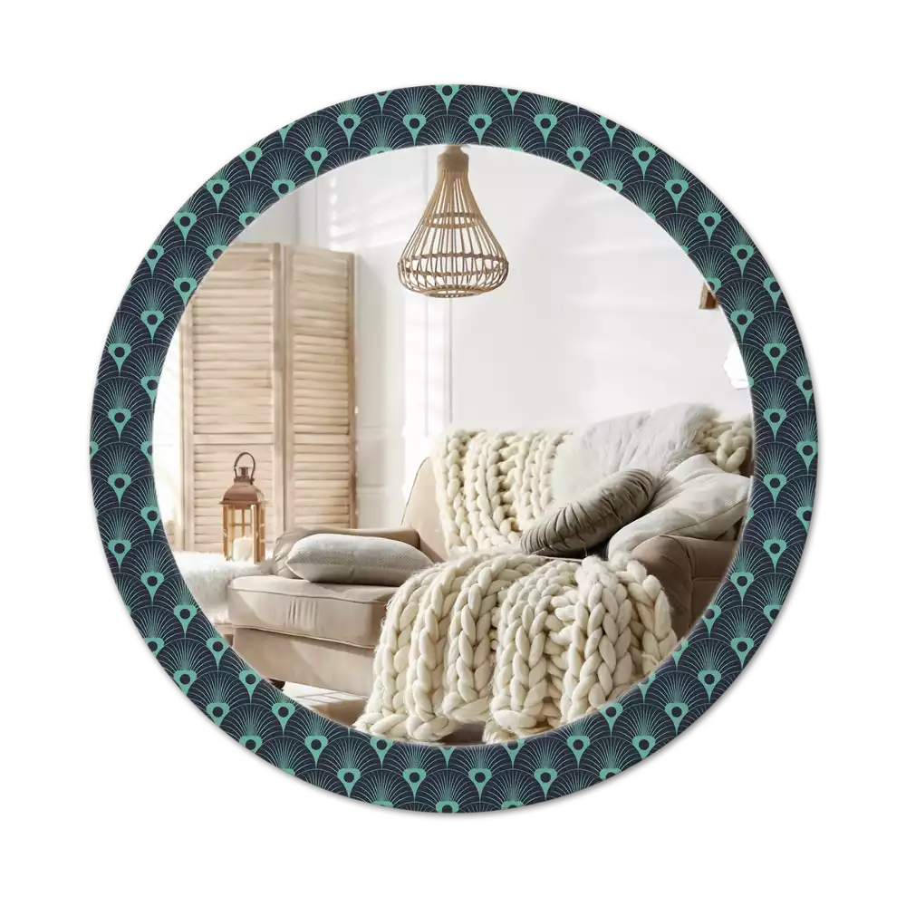 Oglindă cu decor rotundă Model floral