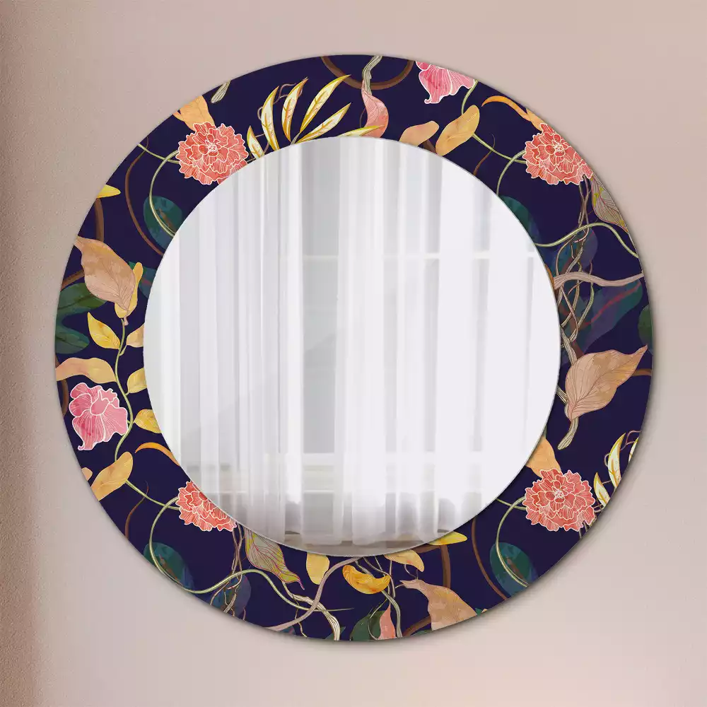 Oglindă cu decor rotundă Plante acuarelă