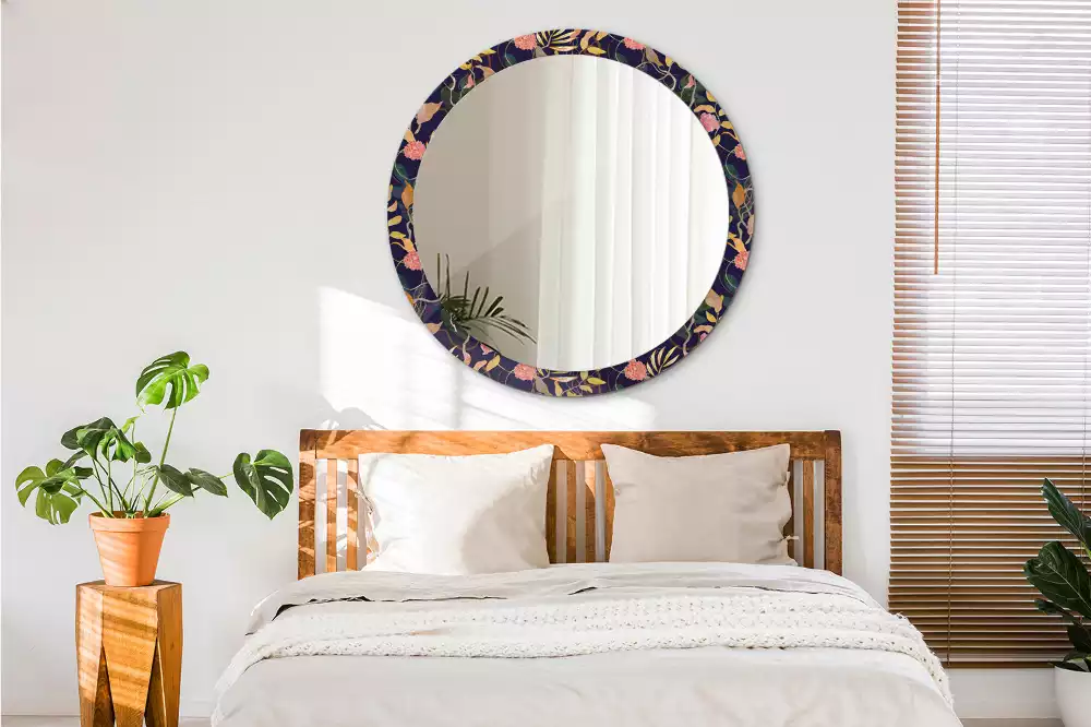 Oglindă cu decor rotundă Plante acuarelă