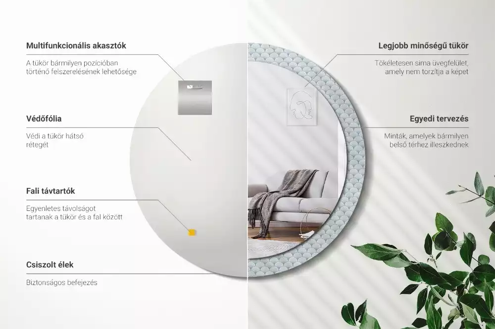 Oglindă rotundă imprimată Model retro vintage