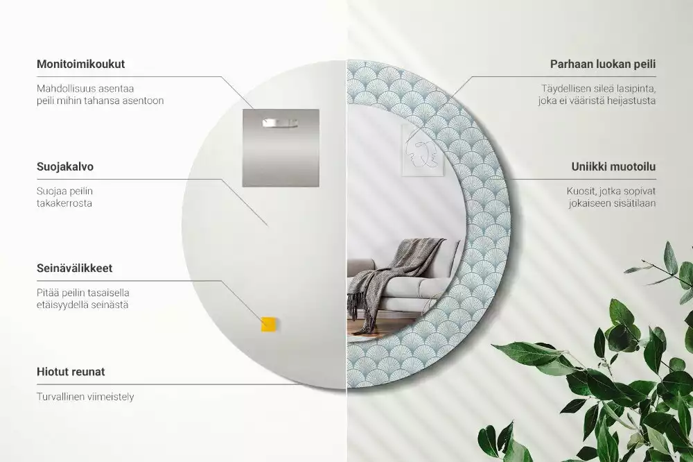 Oglindă rotundă imprimată Model retro vintage